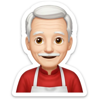 ai aik old man with white hair wearing red appron sticker