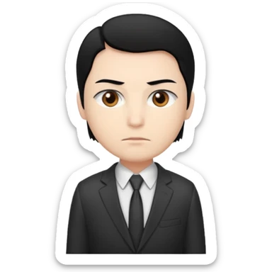 professional with white skin, straight hair black, brown eyes, sticker