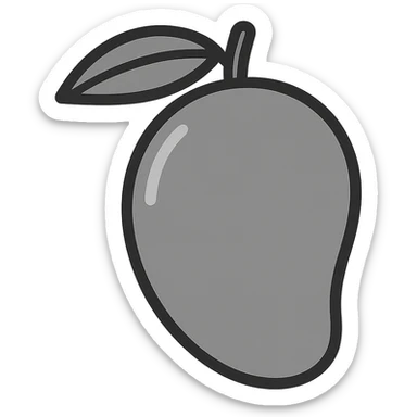 A mango made out of solid gold, minimalist and sleek, with clean lines, flat design style sticker