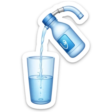 bottle of water being poured out sticker