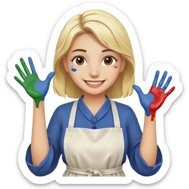 Young Women painting smilling tablier sticker