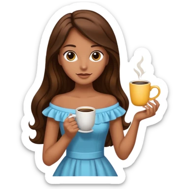 big black eyes and tanned skin brown hair glamorous long hair with coffee  sticker