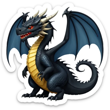 black dragon with wings spread sticker