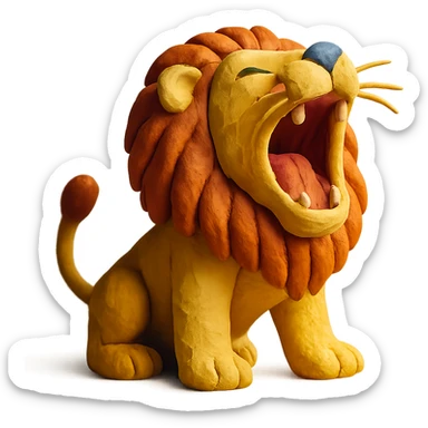 claymation style roaring lion sticker