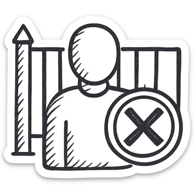 hand drawn outline of a person with a stop sign in front of a gate sticker