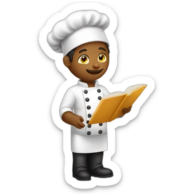 chef reading recipe book sticker