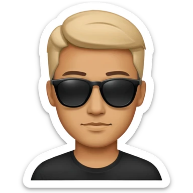 male portrait with black shirt and vita sunglasses  sticker