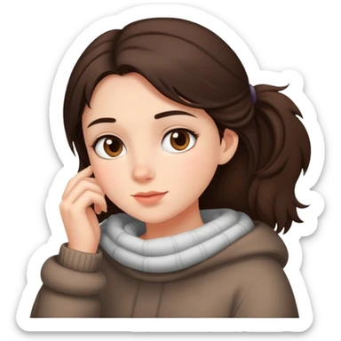 cozy girl brunette sticker
