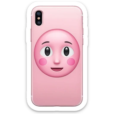 pastel pink iPhone, front view, iOS Apple emoji style sticker