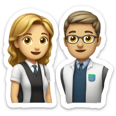 Teacher and student next to eachother sticker