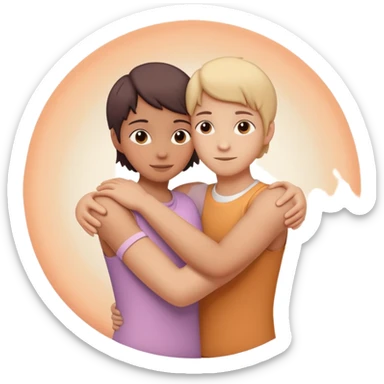 Two stylized arms forming a soft circle, as if hugging an invisible person. Warm pastel palette, minimal details. sticker