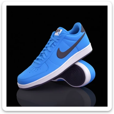 blue Nike sneaker, 3D rendered style, realistic details, white background sticker