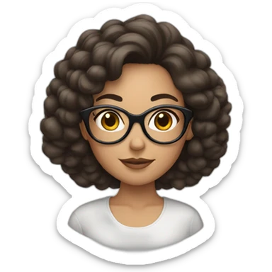 Brunette girl with big eyewear sticker