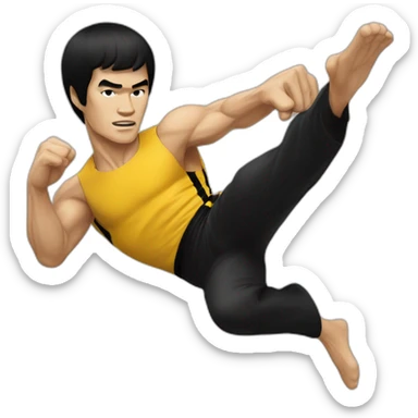 bruce lee side-kick to kick bag sticker