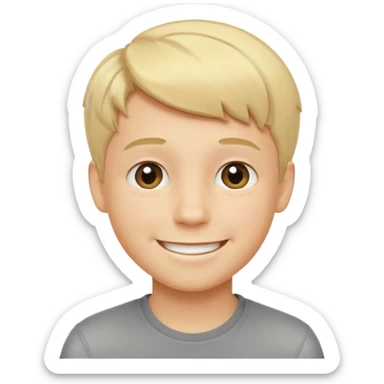 cheerful boy with short blonde hair smiling sticker