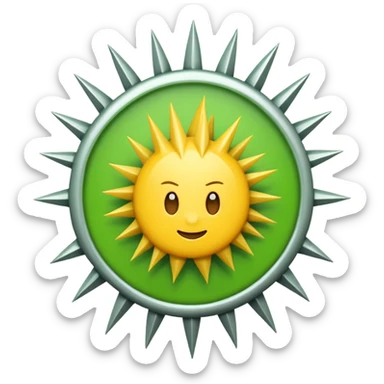 Círculo amarillo con puas alrevedor y un check adentro sticker