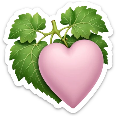Pale pink heart with the grape leaves sticker