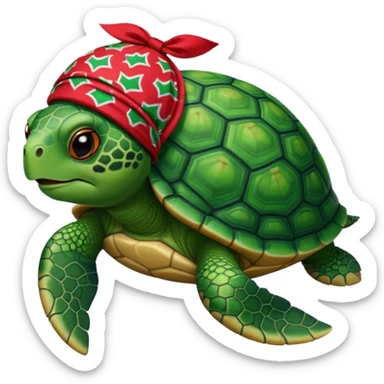 A turtle wearing a bandanna ￼ sticker
