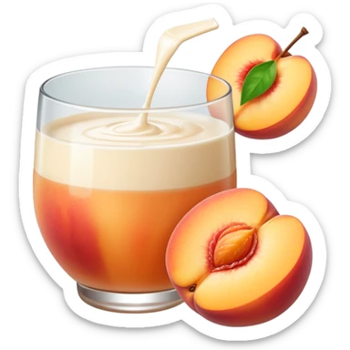 There is a lot of milk on the cut peaches. sticker