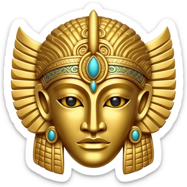 golden Anunnaki mask, ornate, classic emoji style sticker