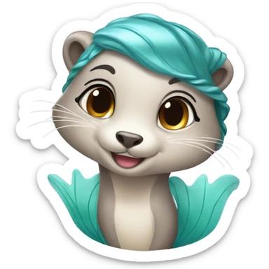 A cute and happy otter face as a mermaid princess. sticker