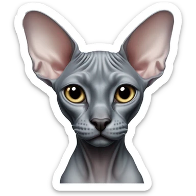 Dark grey pinkish sphynx cat with black nose an light blue eyes sticker