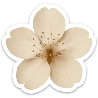show  one beige cherry blossom without a stem , remove background sticker