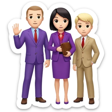 The Parr family from Incredibles in civilian clothes - Bob in business suit, Helen in casual clothes, Violet teen with black hair, Dash blonde boy, baby Jack-Jack sticker