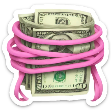 money with pink rubber bands  sticker