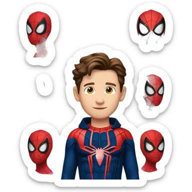 tom holland with spiderman costume sticker