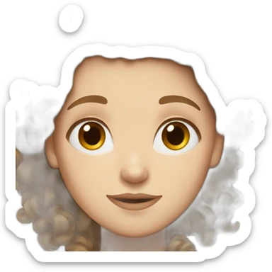 Very very White girl with brown and vary curly hair  sticker