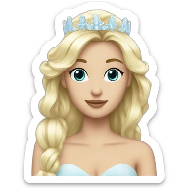 snow princess blonde hair ice crown sticker