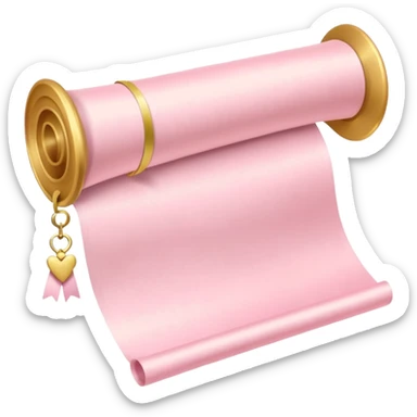 Pastel pink diploma scroll with gold ribbon and satin paper texture sticker