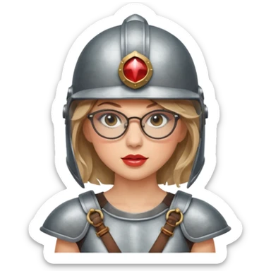 Taylor Swift, wearing gladiator cloth, big round glassed, helmet sticker
