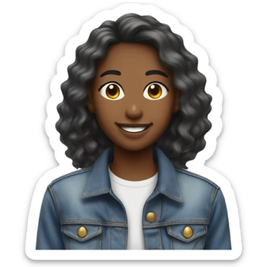 smiling girls in denim jackets sticker