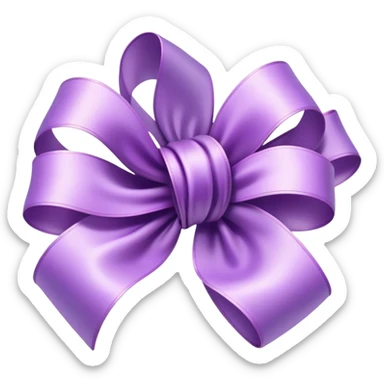 "An abstract, floating lilac bow with soft gradients, appearing weightless and gracefully twisting in the air."
 sticker