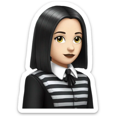 Nevermore Academy. Wednesday Addams. Black and gray Striped School uniform jacket. sticker