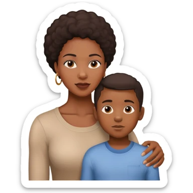 black family with just mother and son sticker