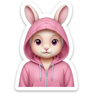 Conejo tierno con capucha rosada sticker