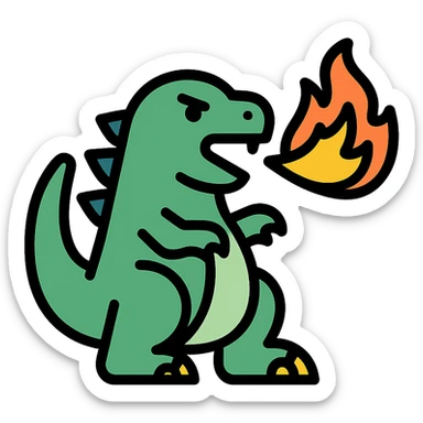 Godzilla breathing fire sticker