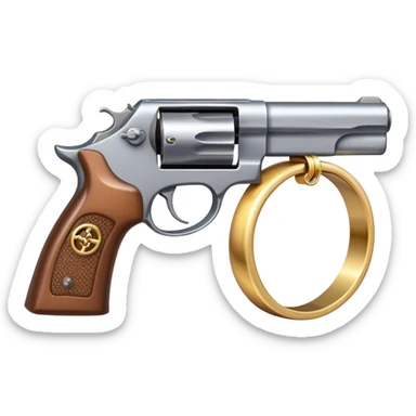 Pistol with a wedding ring sticker