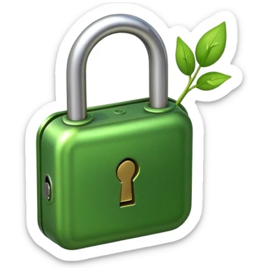 A seed germinating with a sprout sticking out of it in the shape of a pad lock  sticker