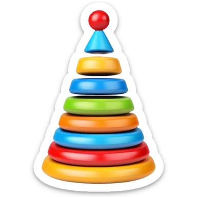 Colorful children's stacking pyramid toy with rings of different sizes sticker