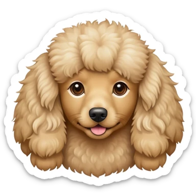 Fluffy tan dog small long poodle hair  sticker