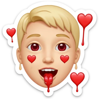 quelqu'un tres content avec des coeur a la place des yeux et de la salive qui coule de sa bouche. il faut des coeur a la place de yeux sticker