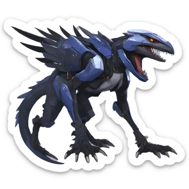 Edgy Anthro Futuristic Mechanical Sergal-raptor-nargacuga-vernid sticker
