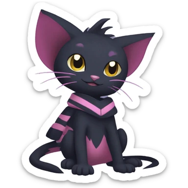 Cool Anthro Black Noibat-Quilava-Cat-Pokémon with edgy stripes Full Body sticker