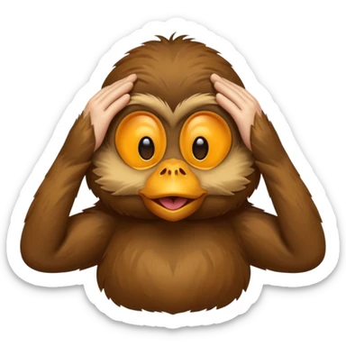 I want duck 🦆 emoji and monkey 🐒 emoji mashed together making a monkeyduck covering his eyes see no evil sticker