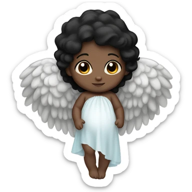 Newborn with angel wings, black hair, dark complexion sticker