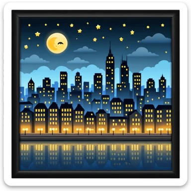 evening with city lights sticker